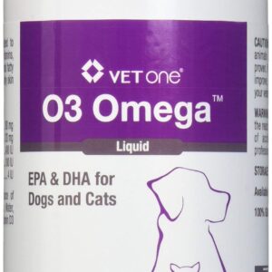 Vet One O3 Omega Liquid EPA & DHA for Dogs & Cats - Skin & Coat Supplement - Supports Immune System & Joint Health - 8 oz