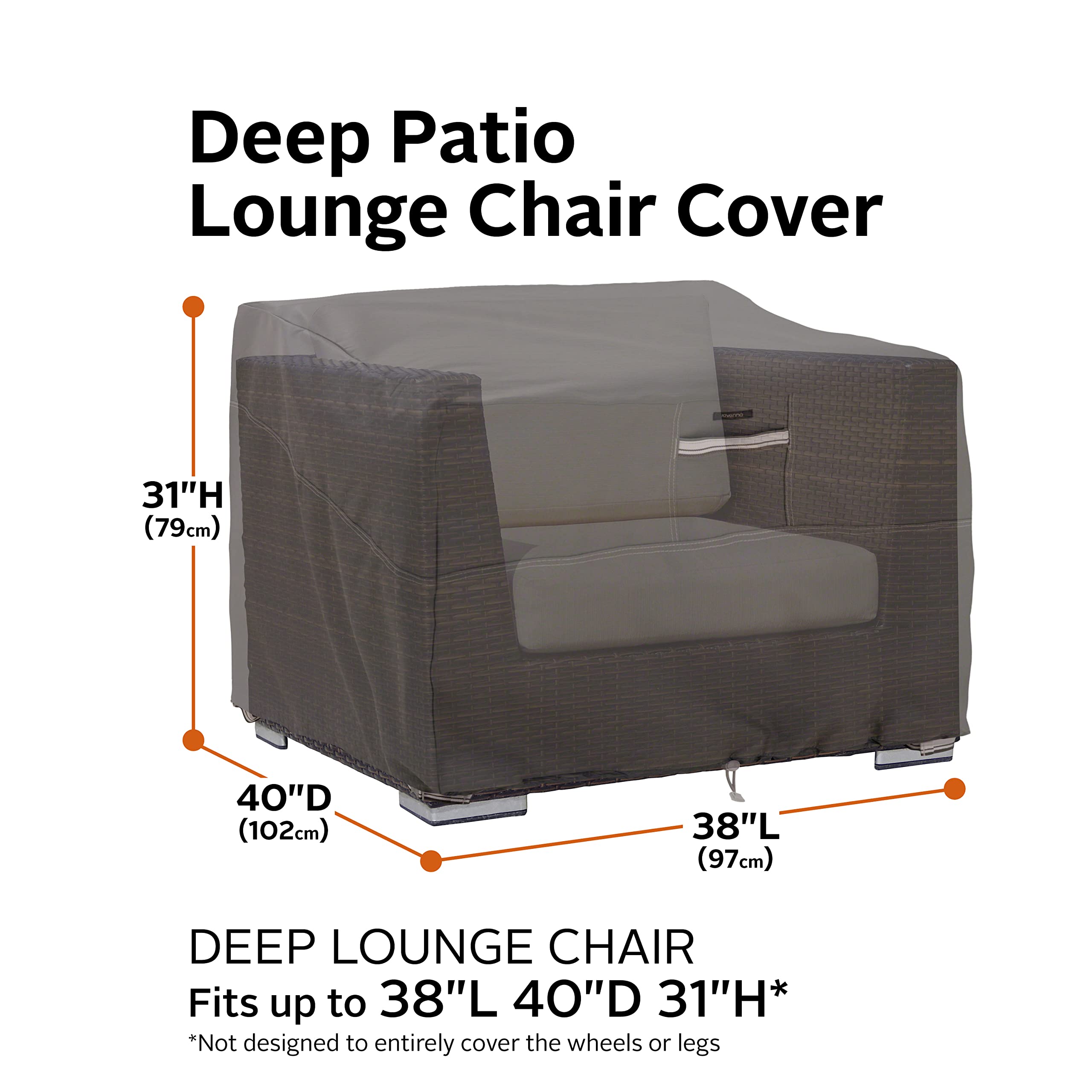 Classic Accessories Ravenna Water-Resistant 38 Inch Deep Seated Patio Lounge Chair Cover, Patio Furniture Covers