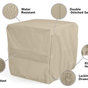 Covermates Square Dining Table Cover - Water-Resistant Polyester, Mesh Ventilation, Patio Table Covers, Full Table 42W x 42D x 25H, Khaki