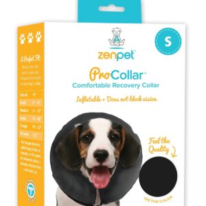 ZenPet Protective Inflatable Recovery Collar for Dogs and Cats - Soft Pet Collar Does Not Block Vision E-Collar - Designed to Prevent Pets from Touching Stitches, Wounds and Rashes (Small)