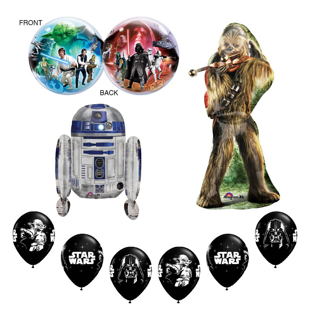 Anagram Star Wars Deluxe Happy Birthday Balloons Decoration Supplies Chewbaca R2D2 Chewy