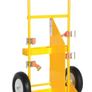 Vestil CYL-E Steel Cylinder Torch Cart with Pneumatic Wheels 23 in. x 34-1/2 in. x 57 in. 500 Lb. Capacity Yellow