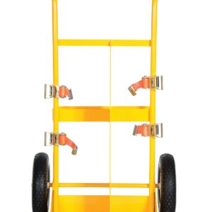 Vestil CYL-E Steel Cylinder Torch Cart with Pneumatic Wheels 23 in. x 34-1/2 in. x 57 in. 500 Lb. Capacity Yellow