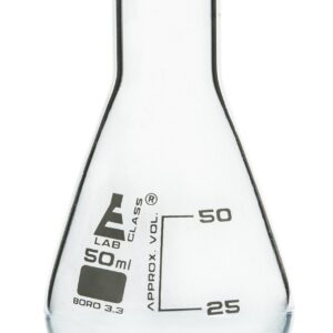 EISCO 12PK Erlenmeyer Flasks, 50mL - Borosilicate Glass - Narrow Neck Flasks, Conical Flasks, Glass Flasks