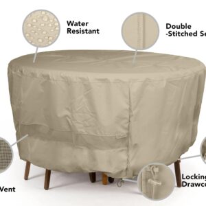 Covermates Round Dining Table Cover - Water-Resistant Polyester, Mesh Ventilation, Patio Table Covers, 30DIAMETER x 25H, Khaki