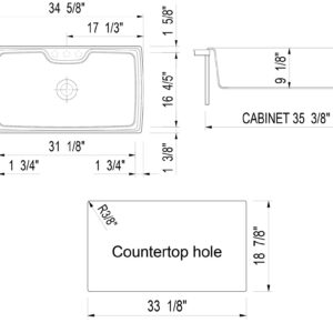 ALFI brand AB3520DI-B Drop-In Single Bowl Granite Composite Kitchen Sink, 35", Biscuit