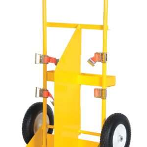 Vestil CYL-E Steel Cylinder Torch Cart with Pneumatic Wheels 23 in. x 34-1/2 in. x 57 in. 500 Lb. Capacity Yellow