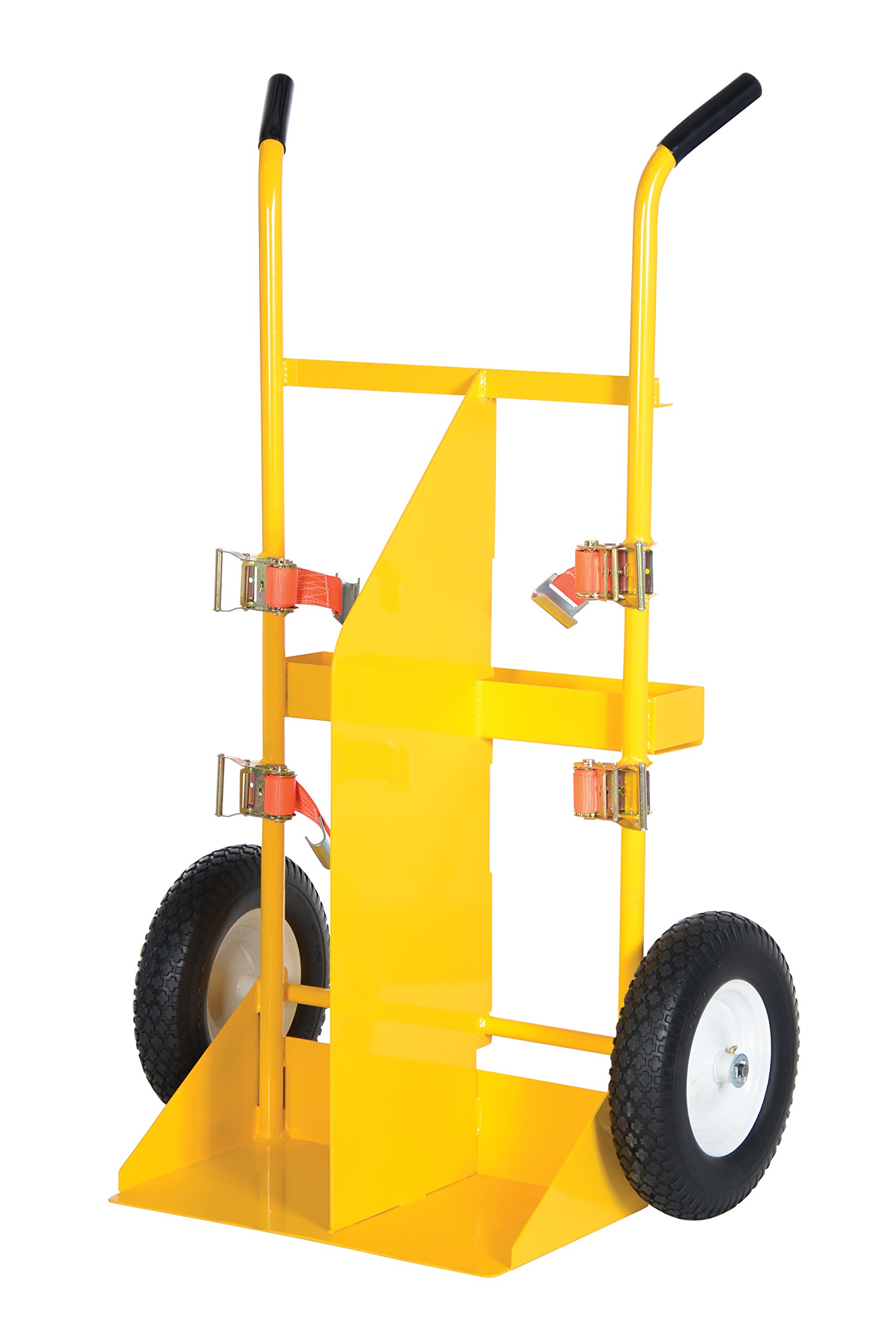 Vestil CYL-E Steel Cylinder Torch Cart with Pneumatic Wheels 23 in. x 34-1/2 in. x 57 in. 500 Lb. Capacity Yellow