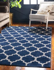 unique loom trellis collection area rug - philadelphia (8' x 11' rectangle dark blue/navy blue)