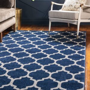 Unique Loom Trellis Collection Area Rug - Philadelphia (8' x 11' Rectangle Dark Blue/Navy Blue)