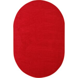 joy carpets endurance solid colored area rug in color red, 6' x 9' oval