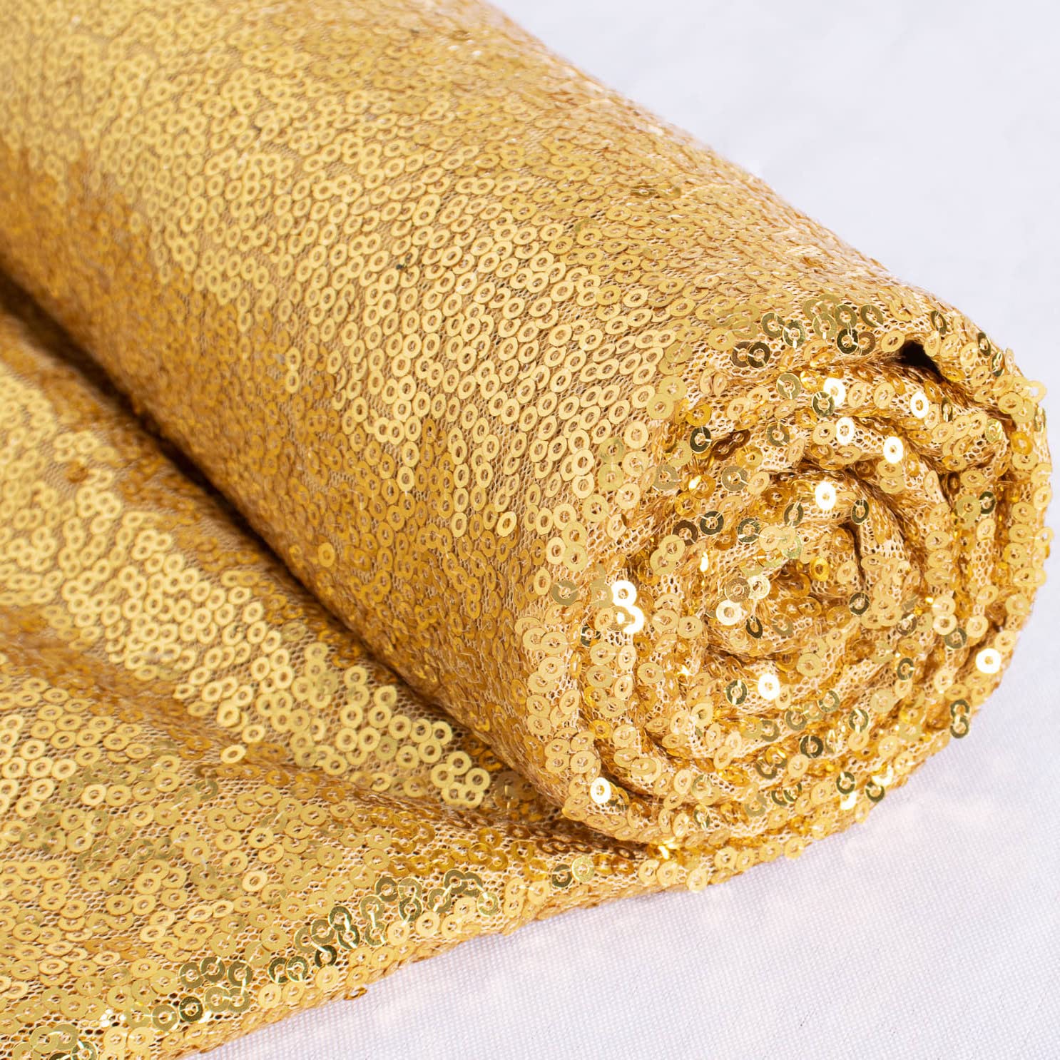 ShiDianYi 3 Feet 1 Yards-Gold-Sequin Fabric, by The Yard, Sequin Fabric, Tablecloth, Linen, for Xmas Decor (Gold)