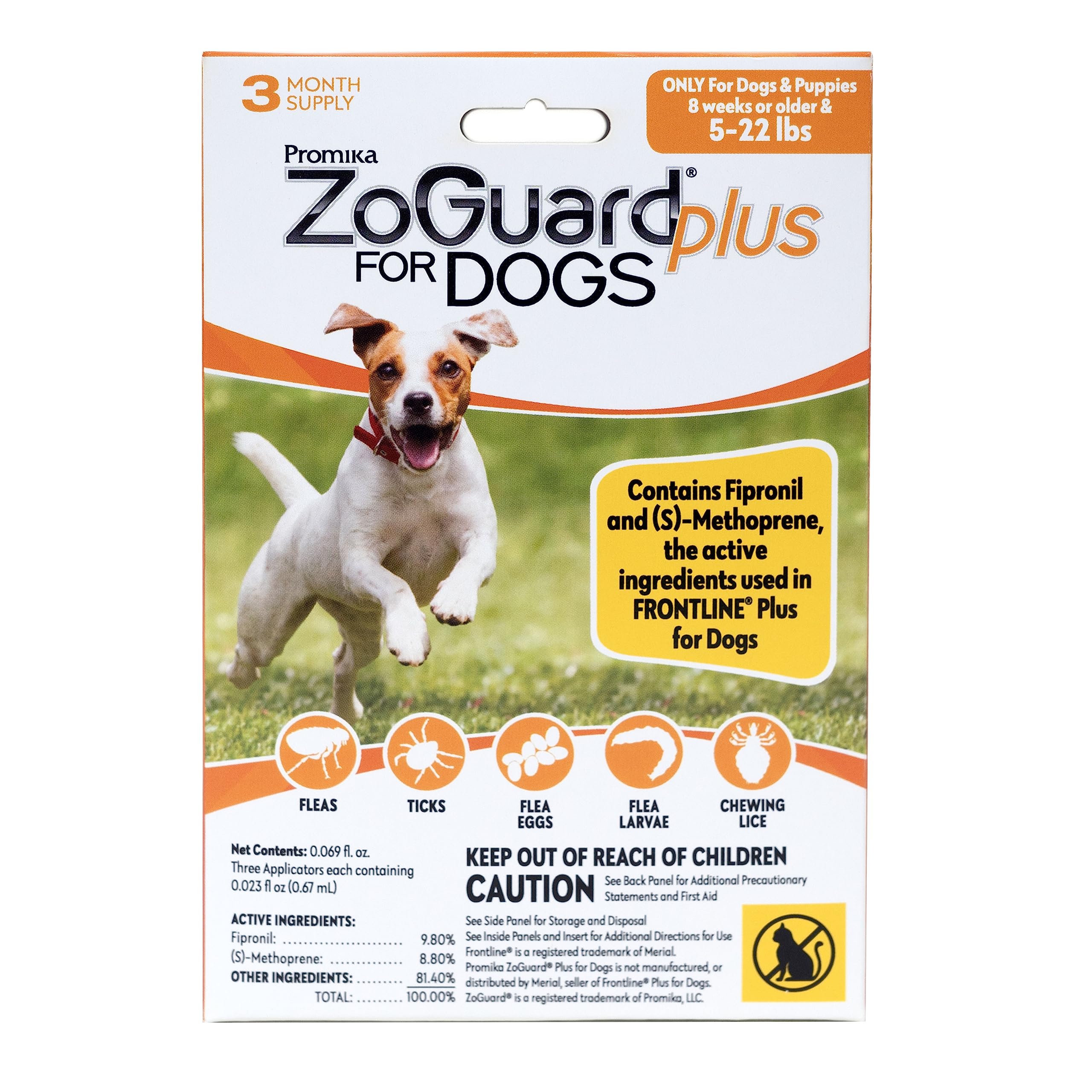 ZoGuard Plus Flea and Tick Prevention for Small Dogs - Flea and Tick Prevention for Dogs 5-22lbs (3 Doses)