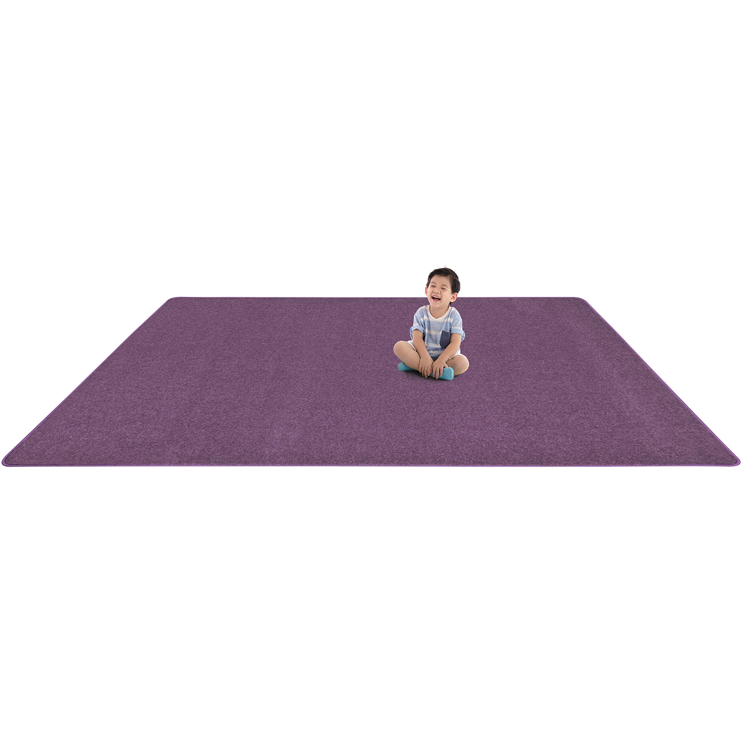 Joy Carpets Endurance Solid Colored Area Rug in Color Purple, 12' x 6'