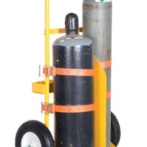 Vestil CYL-E Steel Cylinder Torch Cart with Pneumatic Wheels 23 in. x 34-1/2 in. x 57 in. 500 Lb. Capacity Yellow