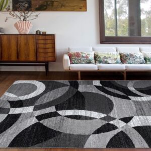 Rugshop Contemporary Abstract Circles Perfect for high Traffic Areas of Your Living Room,Bedroom,Home Office,Kitchen Area Rug 5'3" x 7'3" Gray