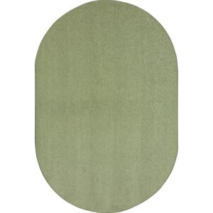 joy carpets endurance solid colored area rug in color sage, 6' x 9' oval