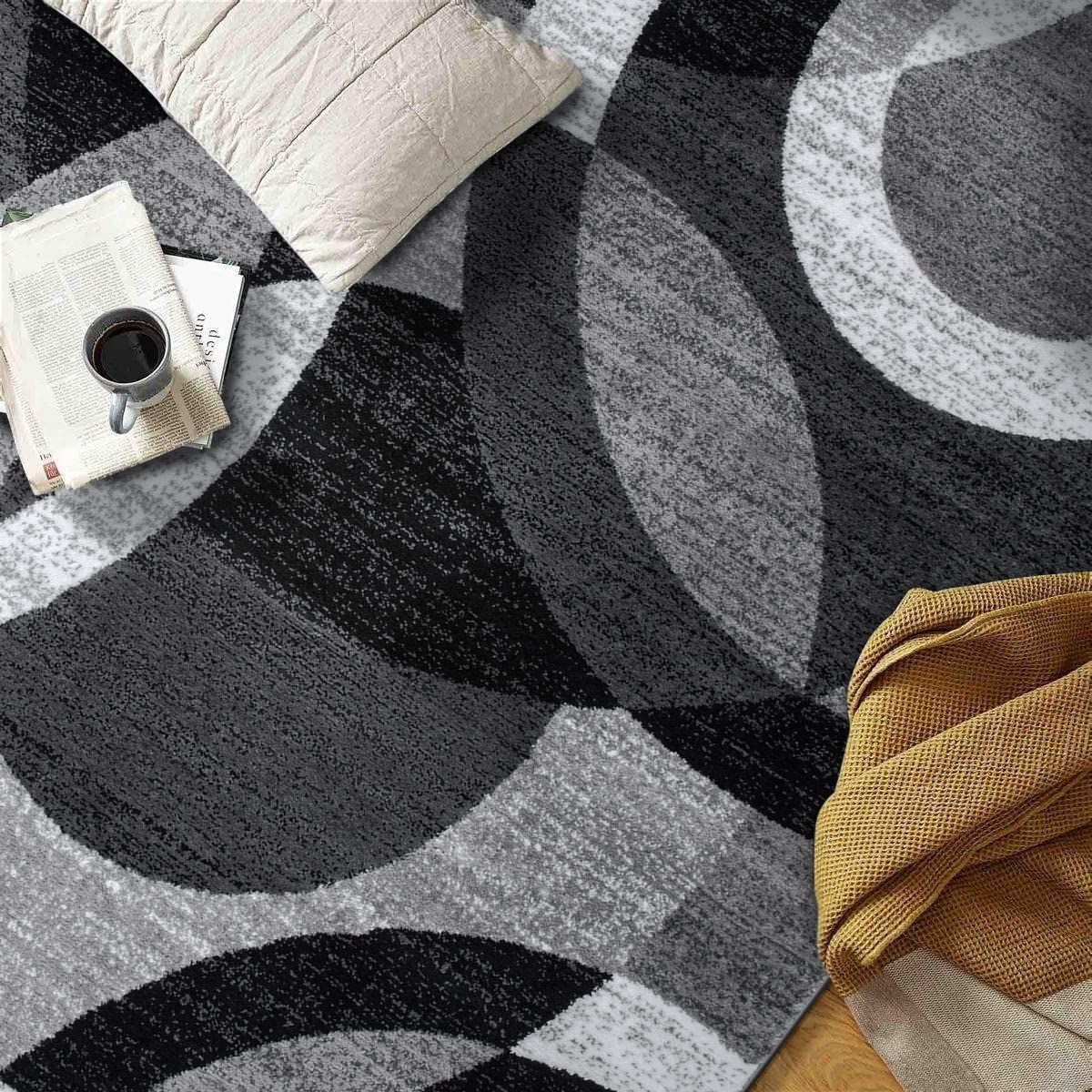 Rugshop Contemporary Abstract Circles Perfect for high Traffic Areas of Your Living Room,Bedroom,Home Office,Kitchen Area Rug 5'3" x 7'3" Gray