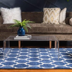 Unique Loom Trellis Collection Area Rug - Philadelphia (8' x 11' Rectangle Dark Blue/Navy Blue)