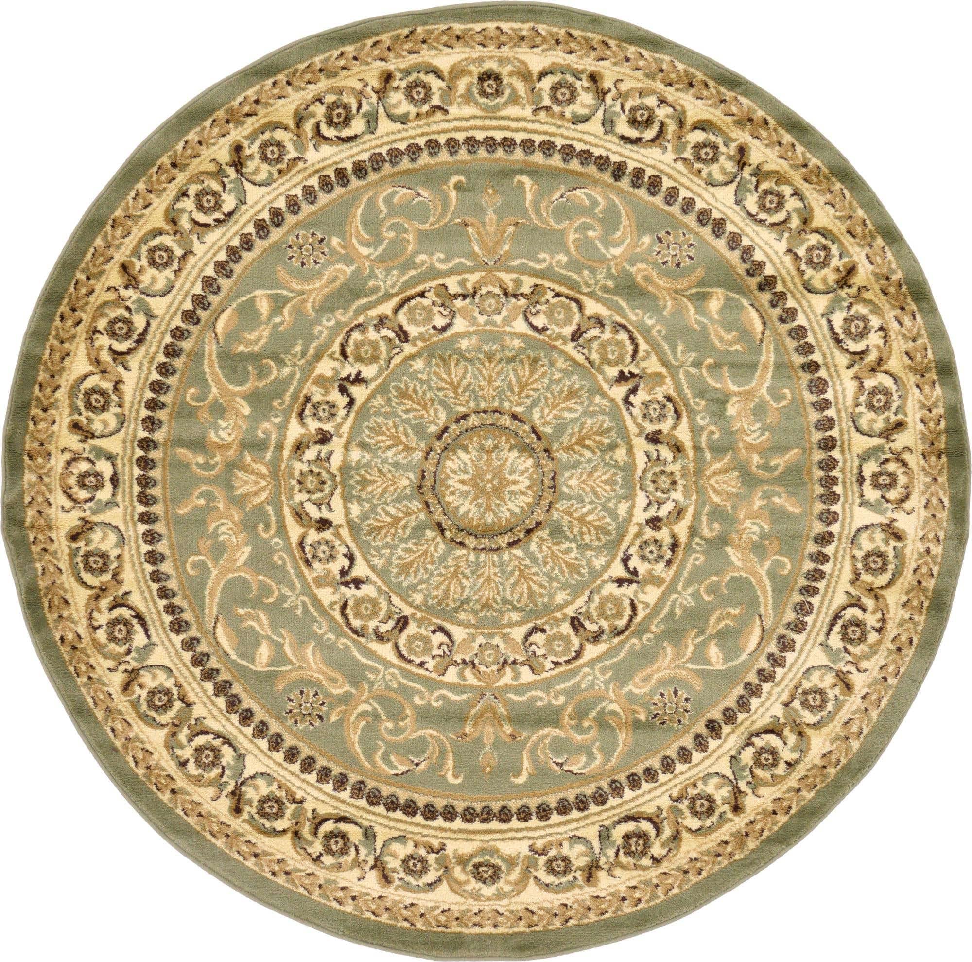 Unique Loom Versailles Collection Traditional Classic Medallion Floral Motif Area Rug (6' 0 x 6' 0 Round, Green/ Ivory)