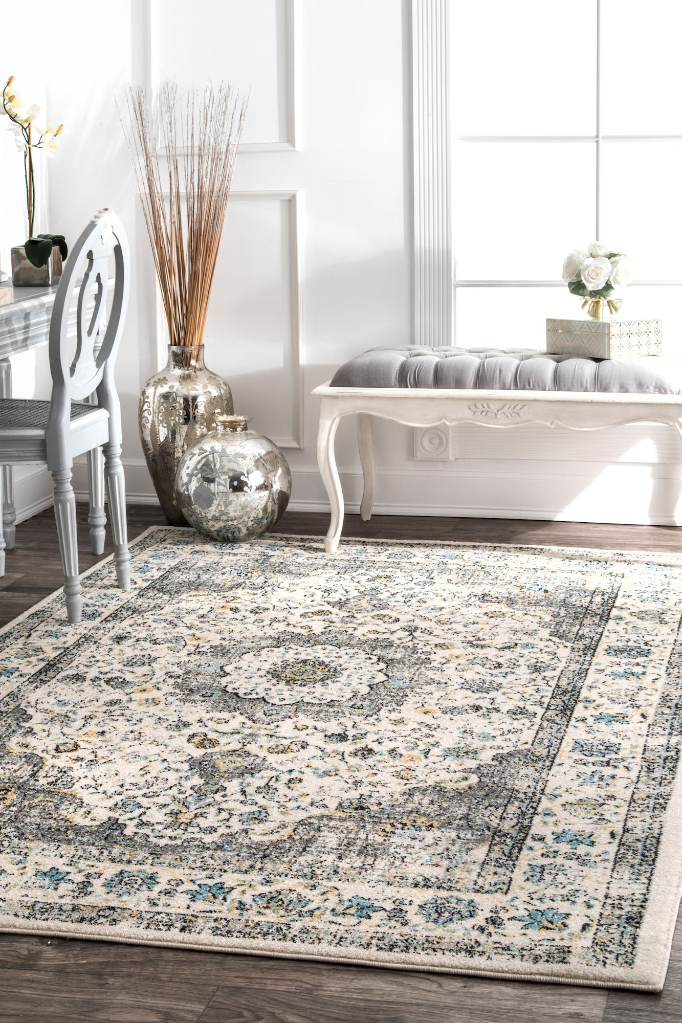 nuLOOM Paisley Verona Vintage Persian Area Rug, 5' x 7' 5", Grey