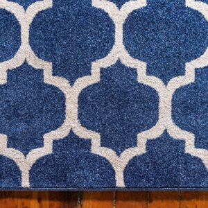 Unique Loom Trellis Collection Area Rug - Philadelphia (8' x 11' Rectangle Dark Blue/Navy Blue)