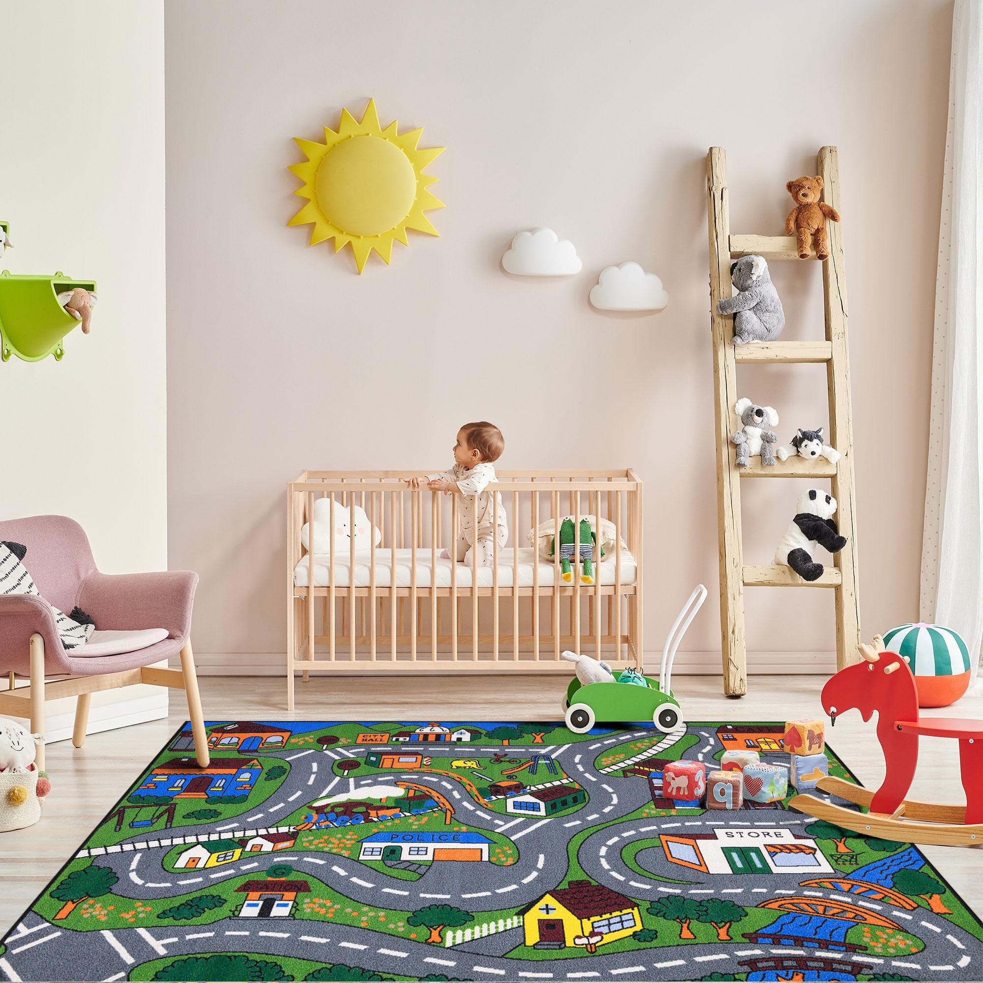 Ottomanson Jenny Children's Collection, Area Rug - 5' x 6'6", Educational Traffic