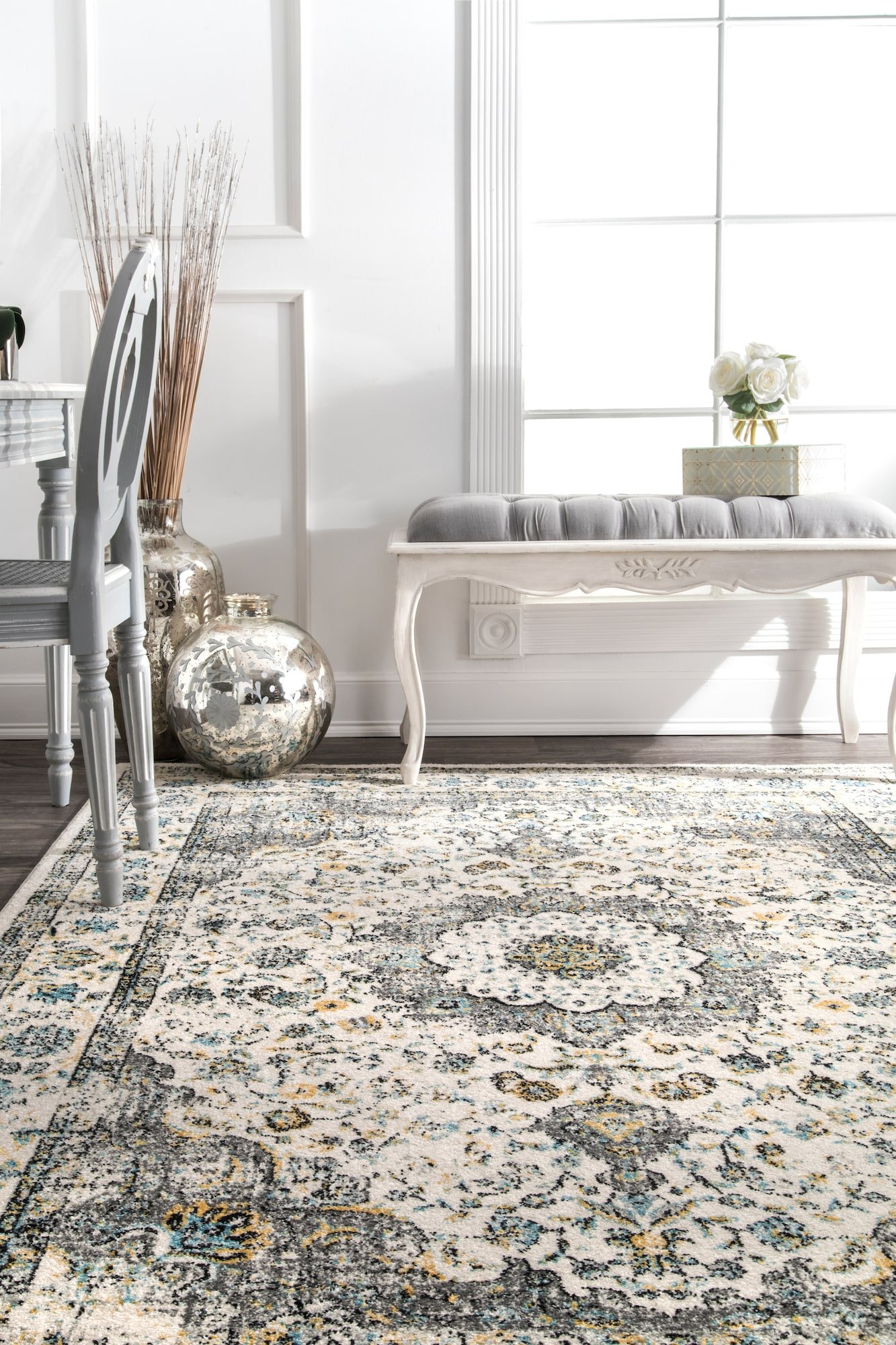 nuLOOM Paisley Verona Vintage Persian Area Rug, 5' x 7' 5", Grey