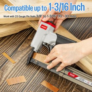 meite P630C Pin Nailer, Pneumatic Micro 23 Gauge Pin Nailer Gun, Accept 3/8-Inch to 1-3/16-Inch 23Ga Pin Nails, Ideal for Cabinets, Paneling, Crafts, Picture Frames