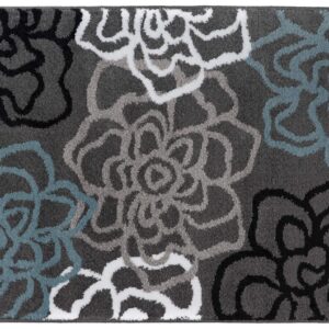 Rugshop Contemporary Modern Floral Abstract Flowers Easy Maintenance for Home Office, Living Room, Bedroom, Kitchen Soft Area Rug 2' x 3' Gray