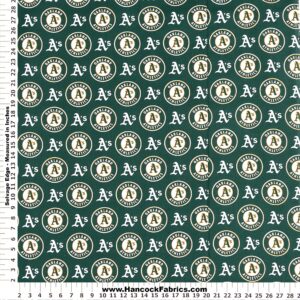 mlb oakland athletics cotton fabric - sold by the yard