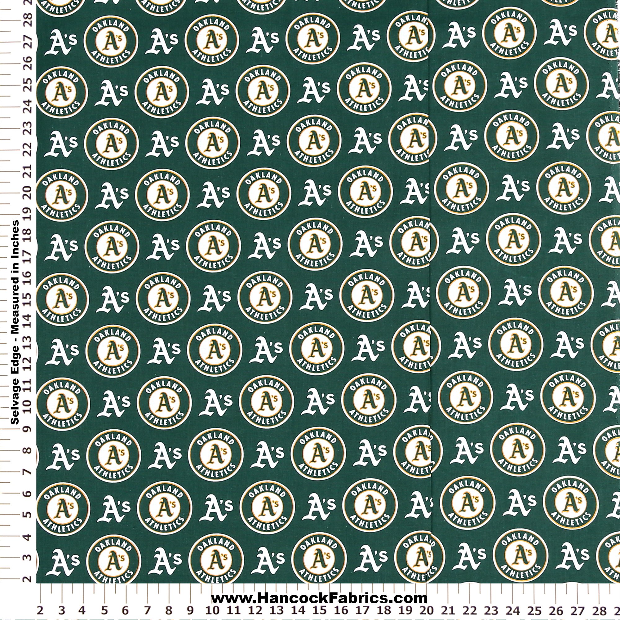 MLB Oakland Athletics Cotton Fabric - Sold By the Yard