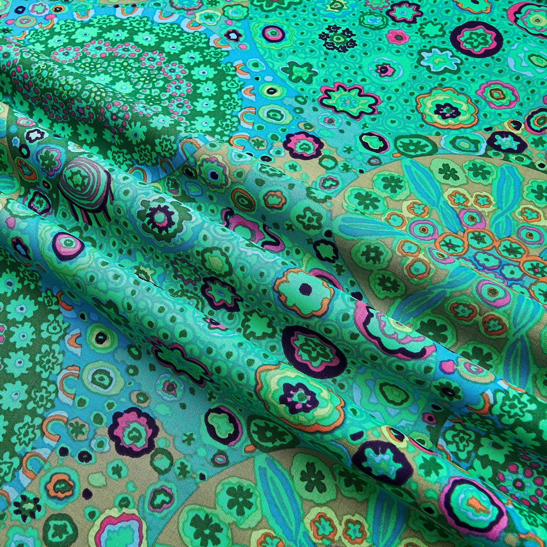 Kaffe Fassett Collective Meadow Millefiore Jade, Fabric by the Yard