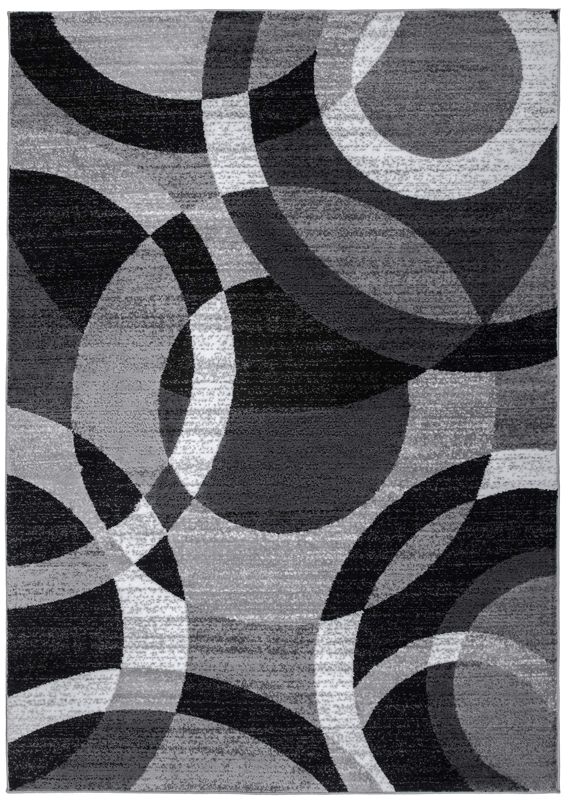 Rugshop Contemporary Abstract Circles Perfect for high Traffic Areas of Your Living Room,Bedroom,Home Office,Kitchen Area Rug 5'3" x 7'3" Gray