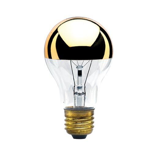 Bulbrite 60A19HG 60-Watt A19 Bulb, Half Gold, Medium Base - 2 Pack