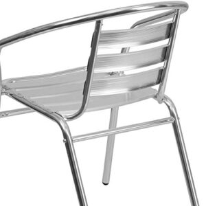 Flash Furniture Lila Commercial Aluminum Indoor-Outdoor Restaurant Stack Chair with Triple Slat Back and Arms