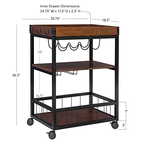 Linon Austin Kitchen Cart, 30.5"W x 18.13"D x 36.25"H, Black