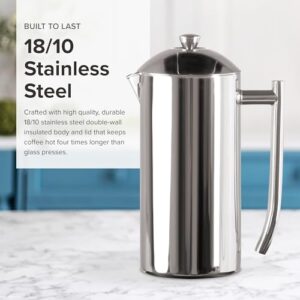 Frieling Double-Walled Stainless-Steel French Press Coffee Maker - Polished, 36 oz - Insulated Coffee Presser Stainless Steel - Coffee Press Pot - Stainless Steel Press Pot - Press Pot Insulated