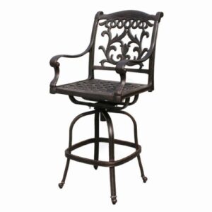 Cast Aluminum Powder Coated 5pc Outdoor Patio Bar Set with 42" Round Bar Table - Antique Bronze L8