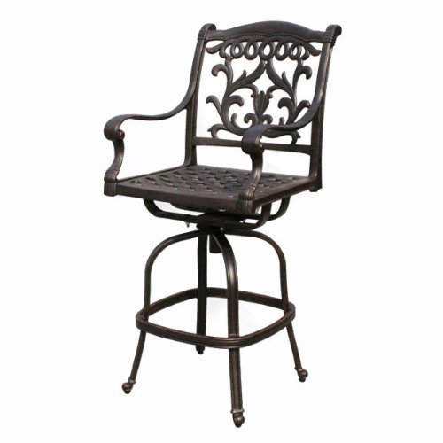 Cast Aluminum Powder Coated 5pc Outdoor Patio Bar Set with 42" Round Bar Table - Antique Bronze L8