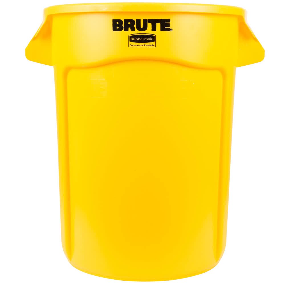 Rubbermaid Brute Round Container - 32-Gallon Capacity - Yellow - Yellow