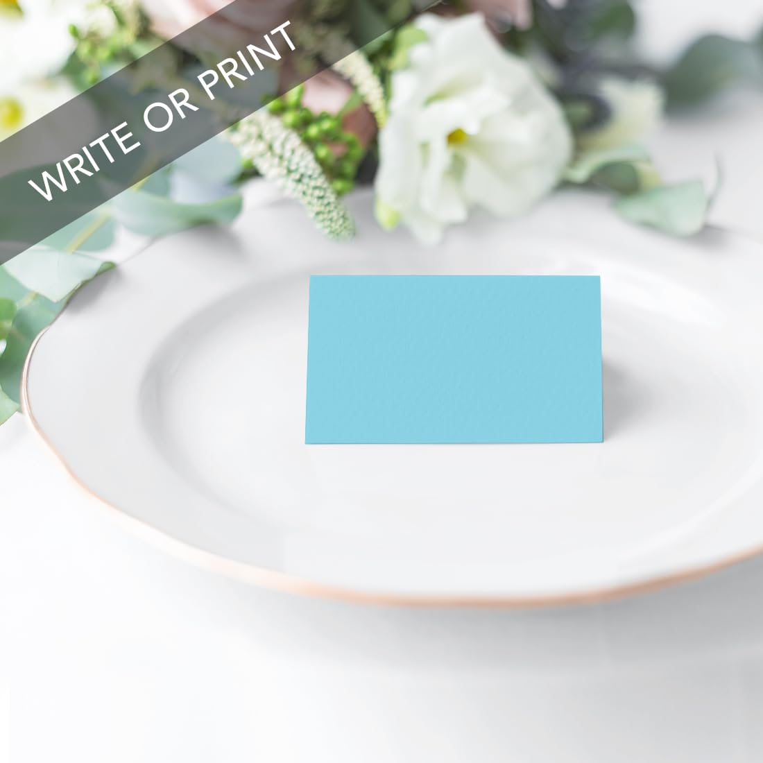 Andaz Press Table Tent Printable Place Cards, Baby Blue 20-Pack, Seat Placement Cards Place cards Table Settings Name Cards for Baby Bridal Wedding Shower, School Graduation Food Cards