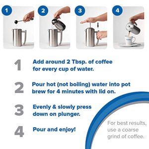 Frieling Double-Walled Stainless-Steel French Press Coffee Maker - Polished, 36 oz - Insulated Coffee Presser Stainless Steel - Coffee Press Pot - Stainless Steel Press Pot - Press Pot Insulated