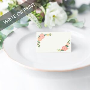 Andaz Press Table Tent Printable Place Cards, Tea Party Floral 20-Pack, Seat Placement Cards Place cards Table Settings Name Cards for Baby Bridal Wedding Shower, School Graduation Food Cards