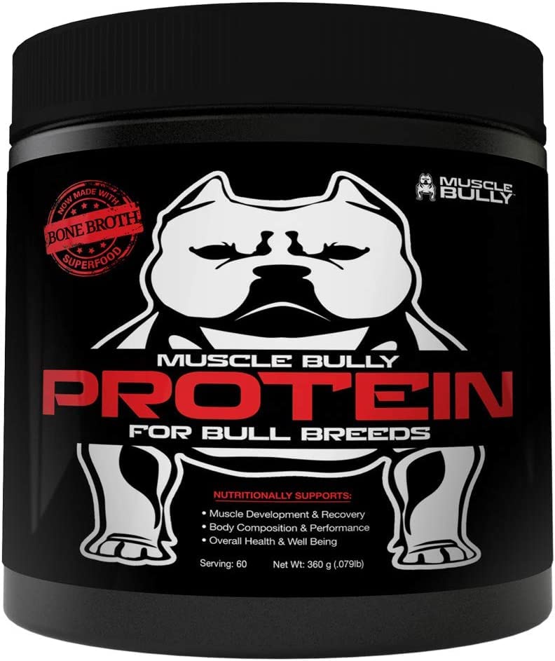 Muscle Bully Protein Supplement for Dogs - Supports Muscle Growth, Size and Recovery. Formulated for Bull Breeds (Pit Bulls, American Bullies, French Bulldogs & Bulldogs) (60 Servings)