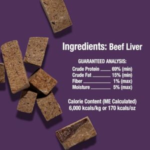 Whole Life Pet Just One Freeze Dried Beef Liver Dog Treats, Single Ingredient Dog Food Topper, Human-Grade Liver Treats, Healthy Training Treats - High Protein, Made in USA - 1.13 Pound (Pack of 1)