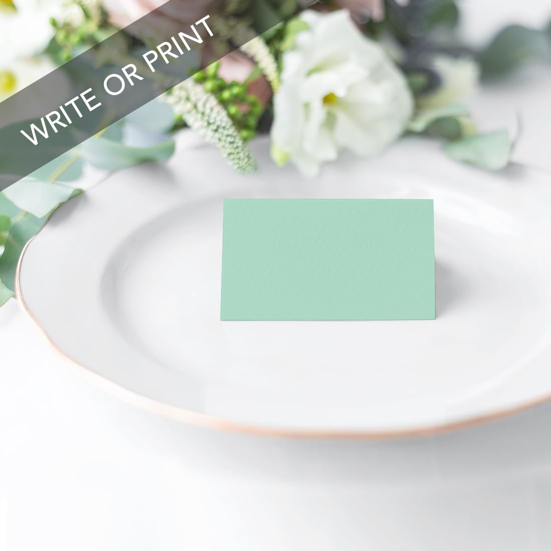 Andaz Press Table Tent Printable Place Cards, Mint Green 20-Pack, Seat Placement Cards Place cards Table Settings Name Cards for Baby Bridal Wedding Shower, School Graduation Food Cards