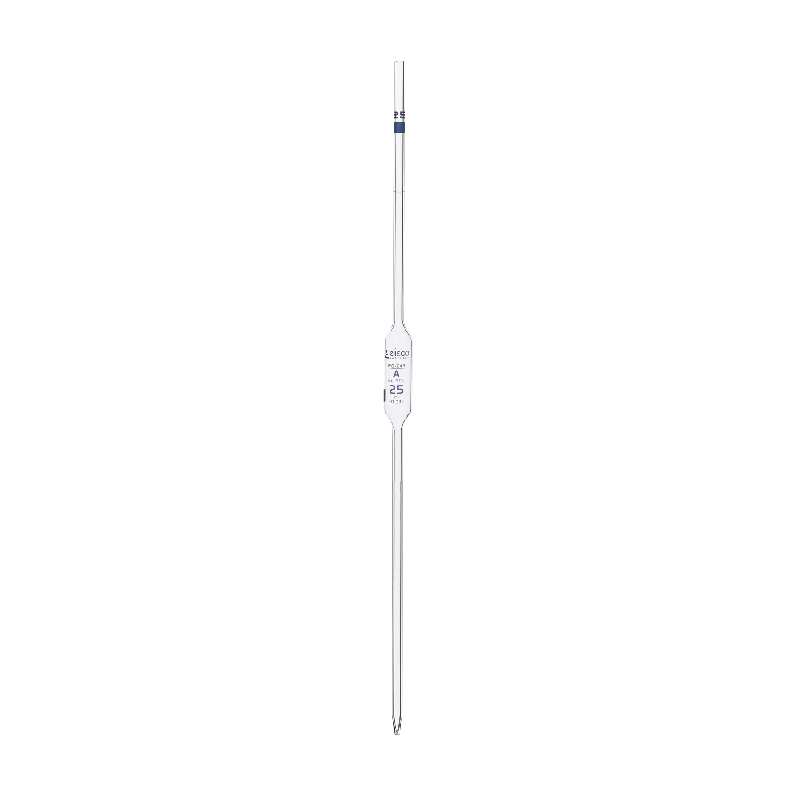 EISCO Volumetric Pipette, 25mL - Class A - Blue Markings - Borosilicate Glass