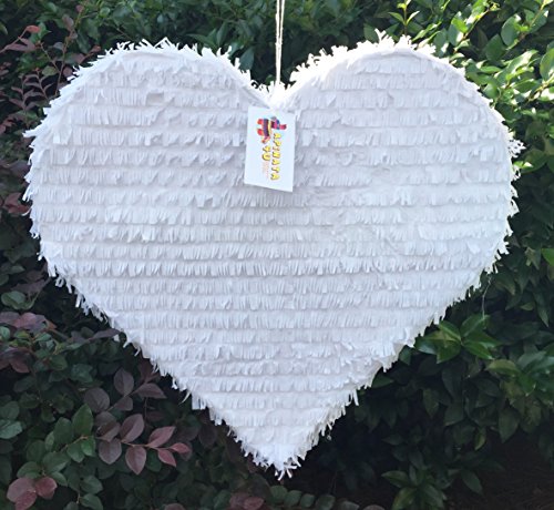 White Heart Pinata 16" Wedding Decoration Bridal Shower Party Heart Shaped Pinata Bride To Be Photo Prop