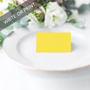 Andaz Press Table Tent Printable Place Cards, Yellow 20-Pack, Seat Placement Cards Blank Place Cards Table Settings Name Cards for Baby Bridal Wedding, School Graduation Food Cards Yellow Place Cards